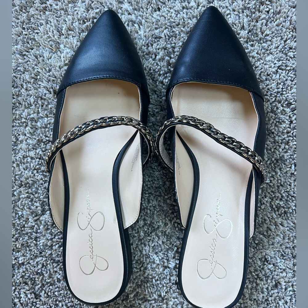 Jessica Simpson chain strap flats